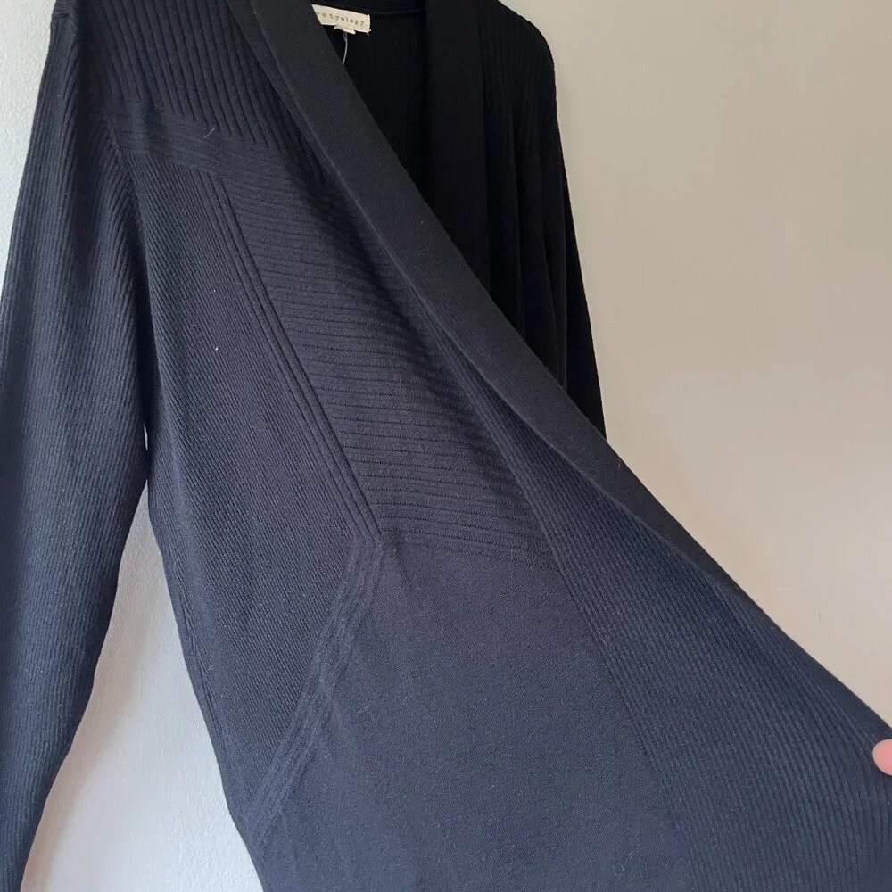 Retrology Sz 3X Black‎ Stretch Open Cardigan Sweater Long Sleeves - Picture 3 of 6